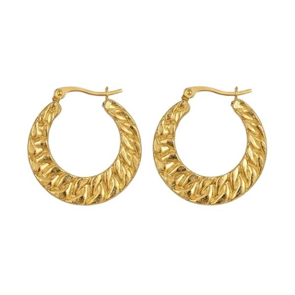 Gold Plated Stainless Steel Bali Hoop Earrings