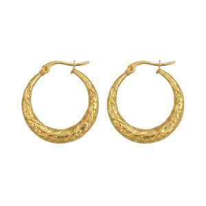Gold Plated Stainless Steel Bali Hoop Earrings