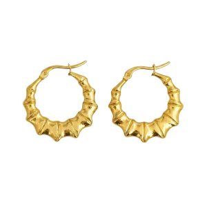 Gold Plated Stainless Steel Bali Hoop Earrings