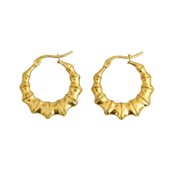Gold Plated Stainless Steel Bali Hoop Earrings